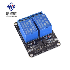 โมดูลรีเลย์ 2 ช่อง Hongwei Micro 24V พร้อมออปโตคัปเปลอร์ แยกสัญญาณ ควบคุมด้วยทริกเกอร์ระดับต่ำ บอร์ดขยาย - Product Image 1