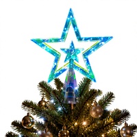 Großhandel LED Schillernder Stern Christbaumspitze OEM Kundenspezifisch USB-Betrieben Weihnachtsbaumschmuck Feiertagsdekoration Direkt ab Werk