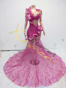 Vestido de Fiesta Elegante de Tul Transparente con Lentejuelas y Volantes de Ocstrade, Vestido de Graduación Azul Real de Lujo con Pedrería - Product Image 6