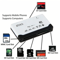 Lector de Tarjetas SD Tf USB 2.0 de Alta Velocidad, Lector de Tarjetas Multifunción MS M2 XD CF, Apto para Teléfonos Móviles, Computadoras y Portátiles