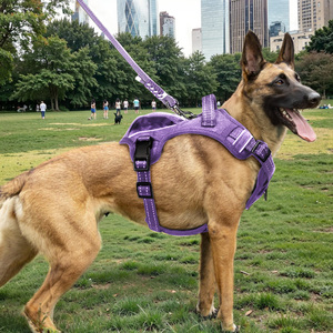 Adjustable Nylon <b>Dog</b> Harness Solid Purple <b>Reflective</b> Design for Large <b>Dogs</b> Breathable Durable Buckle Closure - Product Image 1