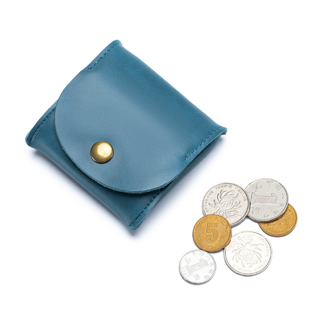 Classic Vintage Retro Coin Purse for Male Female Split Genuine Leather Mini Coin Pouch Small Purse with Buckle