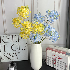 Arrangement de fleurs artificielles en soie Jinxi, hydrangeas, pour mariage, décoration intérieure, rose, jaune, bleu, aspect réaliste. - Product Image 3