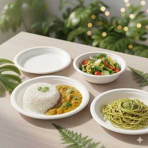 Plato Redondo Desechable de Bagazo de 7 Pulgadas al por Mayor, Vajilla Ecológica de Caña de Azúcar, Apto para Microondas, Resistente al Calor - Product Image 5