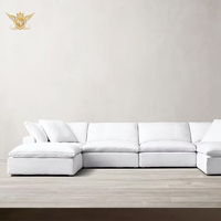 Sofá Cama Modular en Forma de U, Moderno y Lujoso, de Plumas Blancas, Estilo Nube
