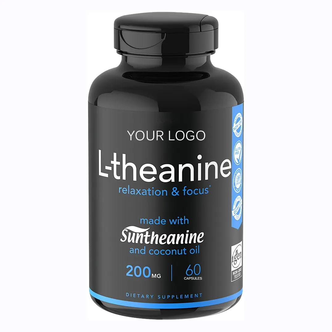 Dubbele Sterkte L-Theanine Capsules Vloeistof Met Biologische Kokosolie Vitamine D3 Kruidensupplementen Voor Stemmingsfocus Stressvermindering