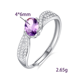 9 Minimalist 4*6mm Oval Cut Natural Stones Modern <b>Adjustable</b> <b>Rings</b> 925 Sterling <b>Silver</b> Non Tarnish Wedding Jewelry for Women - Product Image 6