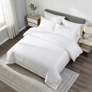 Ensemble de literie d'hôtel en satin de coton coton Queen Size <span class=keywords><strong>couette</strong></span> blanche <span class=keywords><strong>et</strong></span> noire ou personnalisée housse de <span class=keywords><strong>couette</strong></span> broderie - Product Image 4