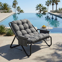 Chaise longue d'extérieur 2 places imperméable en maille, structure en acier avec revêtement en poudre, coussin en polyester 180g et coton PP pour chambre et école