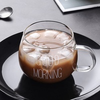 Tasse en verre Good Morning Breakfast Tasse à lait résistante à la chaleur Tasse de qualité alimentaire de style minimaliste avec impression personnalisée