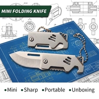 Mini couteau de poche pliable en acier inoxydable EDC, porte-clés portable avec ouvre-bouteille, personnalisable OEM