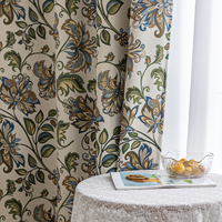 Rideaux occultants à isolation thermique bohème en polyester bleu profond avec impression florale vibrante bloquant la lumière pour la décoration de la maison/hôtel