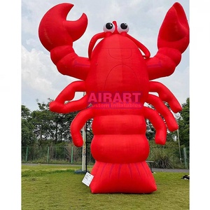 Ballon gonflable mignon en forme d'écrevisse, mascotte animale marine avec logo imprimé, personnage de homard rouge lumineux gonflé à l'<span class=keywords><strong>air</strong></span>. - Product Image 1