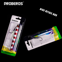 Leurre de pêche au jigging lent PROBEROS avec hameçon triple, yeux 3D, cuillère métallique pour la pêche en mer