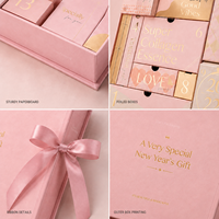 Boîtes intérieures vides personnalisées de luxe en rose, 24 compartiments, carton rigide, calendrier de l'avent pour les cosmétiques et les soins de la peau, pour les outils de maquillage