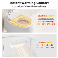 Toilette intelligente en céramique en forme d'œuf avec couvercle à ouverture et fermeture automatiques, capteur de pied sans contact pour le chasse d'eau et séchoir à air chaud pour hôtel