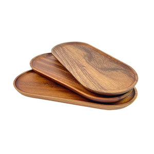 Vente en gros Offre Spéciale bon marché Bureau plat en bois d'acacia <span class=keywords><strong>Plateau</strong></span> d'assiettes à dîner en bois pour aliments Assiette de service aux fruits - Product Image 1