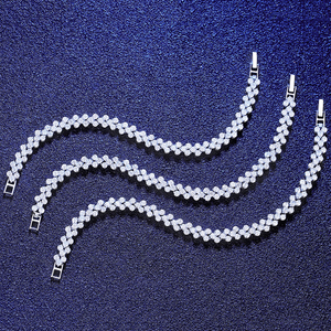 CZCITY Bracciali <span class=keywords><strong>Tennis</strong></span> in Argento 925 con Moissanite Rotonda Piccola e Brillante a Forma di Cuore, Stile Romano, per Ragazze, Pronti per la Spedizione - Product Image 4