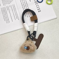 Lanière de téléphone portable en polyester à fourrure douce Capybara, pendentif en peluche, design anime, porte-clés dessin animé, bracelet tressé à la main