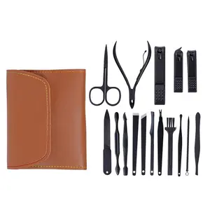 Manicure & Pedicure Set Grooming Kit Leather Case Nail Care Personal