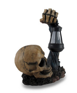 Luces Solares de Resina para Exteriores, Figura Decorativa Hh39829, Calavera <span class=keywords><strong>Sinister</strong></span> con Linterna LED, Decoración para Exteriores - Product Image 1
