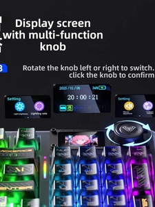 Teclado Mecánico F98Pro <span class=keywords><strong>V3</strong></span> de Tamaño Completo con Pantalla TFT, Luz RGB, Perilla, Interruptores Intercambiables en Caliente, Inalámbrico, Tri-Modo, Proyección, USB - Product Image 3