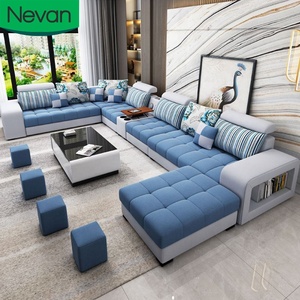 Estilo moderno Simple gran apartamento transversal 7 plazas <span class=keywords><strong>de</strong></span> tela <span class=keywords><strong>de</strong></span> terciopelo u <span class=keywords><strong>muebles</strong></span> sofá con inteligente <span class=keywords><strong>de</strong></span> mesa - Product Image 1