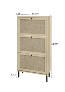 Sunrise moderno Free Standing 3-Tier scarpiera <span class=keywords><strong>in</strong></span> Rattan naturale armadietto 3 cassetti <span class=keywords><strong>in</strong></span> <span class=keywords><strong>legno</strong></span> ingresso tacchi pantofole sala - Product Image 2