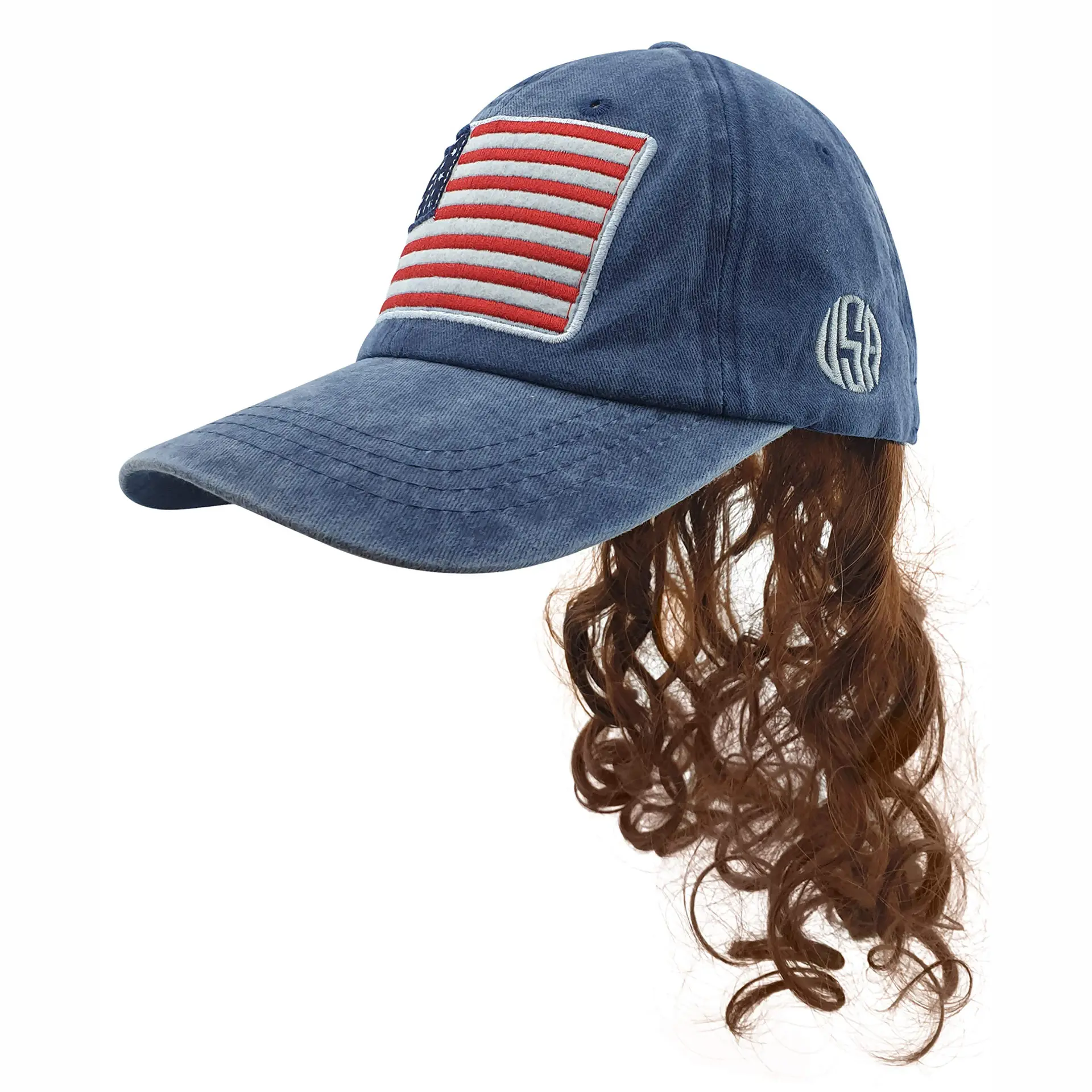 Unisex suelto rizado ajustable adjunto sombrero de pelo gorra larga béisbol peinado pelo Mullet peluca Hiphop para mujeres niñas y hombres niños