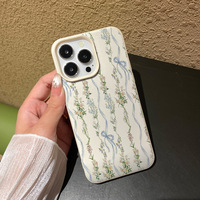 Nouvelle Coque de Téléphone Portable en TPU avec Rubans et Fleurs pour Femme, Étui en Cuir Tendance, Housse Arrière pour iPhone 16 15 11 17 Air Pro Max