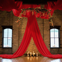 Cortinas de arco de boda de gasa de tela, cortina de fondo colgante para techo, ventana plana con accesorios de procesamiento de cuerda incluidos