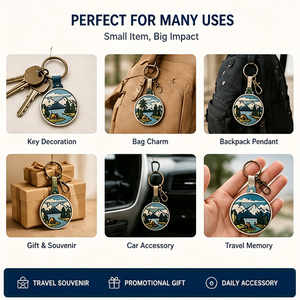 Llavero de Viaje con Diseño de Montaña Estilo Vintage, Bordado Personalizado, Recuerdo, Servicio OEM ODM, Llavero Personalizado para Regalos - Product Image 5