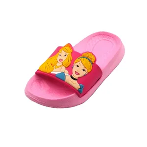 Sandalias con estampado de logotipo superior de goma para niños y niñas, zapatos personalizados, de princesa, venta al por mayor
