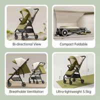 Poussette compacte pliable 2 en 1 pour bébés, poussette de voyage légère pour bébés nouveau-nés