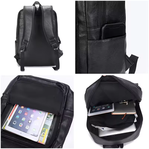 Super September Goede Kwaliteit Pu Lederen Tas Met Usb Oplaadtas Waterdicht Uitbreidbaar Grote Capaciteit Laptop Rugzak Voor Mannen - Product Image 3