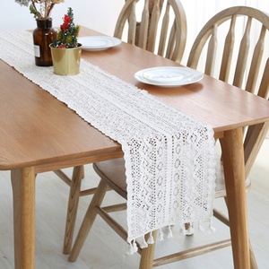 Camino <span class=keywords><strong>de</strong></span> <span class=keywords><strong>mesa</strong></span> <span class=keywords><strong>de</strong></span> encaje con borlas, estilo europeo, <span class=keywords><strong>para</strong></span> hogar, restaurante, cafetería, bonito y económico, con diseño floral calado <span class=keywords><strong>de</strong></span> algodón - Product Image 1