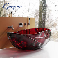 Nouvelle baignoire en résine de pierre artificielle de luxe, modèle personnalisé, colorée, autoportante, transparente, en cristal