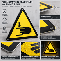 Panneaux de signalisation triangulaires en aluminium personnalisés pour la sécurité des mains, résistants à l'eau et à la rouille, équipement industriel, plaque d'avertissement avec logo