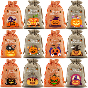 Sacchetti Regalo di Halloween con Coulisse, Stampa Zucca e <span class=keywords><strong>Fantasma</strong></span>, in Tessuto, per Bambini, Ragazze, Donne, Feste e Festività - Product Image 5