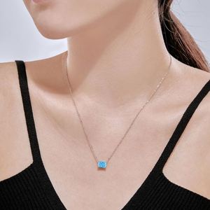 Collar con Colgante Rectangular de Plata de Ley S925 Dylam, Ajustable, Chapado en Rodio, con Circonita Cúbica 8A, Colorido, para Mujer - Product Image 3