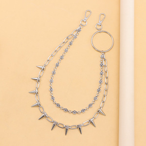 Double Layer Metal <b>Cross</b> Stud Pants <b>Chain</b> Zinc Alloy Waist <b>Chain</b> Hip Hop Casual White K - Product Image 4