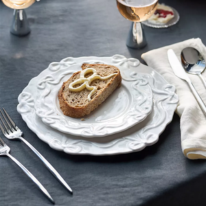 Piatti in Ceramica Personalizzati con Fiocco in Rilievo, Stoviglie per Colazione, Piatti da Portata per Ristorante - Product Image 5