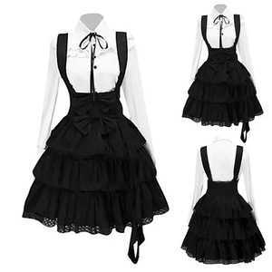 Vestido Lolita Clásico para <span class=keywords><strong>Mujer</strong></span>, Estilo Vintage, Inspirado en Cosplay y Anime, Negro, Manga Larga, Hasta la Rodilla, Poliéster - Product Image 1