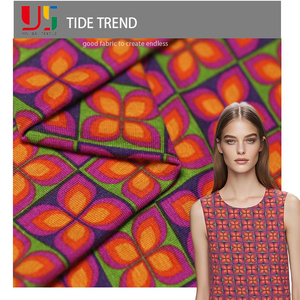 Bahar yaz için viskon baskılı streç kumaş orta ağırlık viskon baskılı Spandex tek Jersey örgü giyim kumaş için - Product Image 1