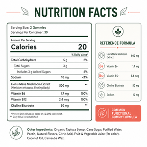 Biohacking <span class=keywords><strong>Lion</strong></span>'s Mane Focus Gummies : Soutien Cérébral, Neuroprotection, Supplément de Champignons – Marque Blanche, Étiquette Privée, Personnalisé - Product Image 4