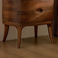 Table de chevet ovale en bois massif sur mesure, table de chevet incurvée à 2 tiroirs, table d'appoint en bois de luxe pour hôtel