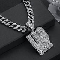 Iced Out Hip Hop personnalisé grande lettre nom US BOYZ pendentif lettre collier avec chaîne cubaine rappeur bijoux