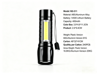 Lampe torche tactique LED COB portable 10W 1000 lumens, mini, rechargeable par USB, en alliage d'aluminium, camping, IP55, EDC
