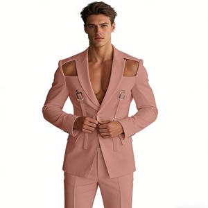 <span class=keywords><strong>Blazer</strong></span> da <span class=keywords><strong>uomo</strong></span> con dettagli a fibbia e taglio cut-out - Giacca <span class=keywords><strong>oversize</strong></span> a maniche lunghe con revers a reversi Sehe Fashion - Product Image 2