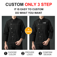 Blouse de chef bleu roi avec boutons dorés Uniformes de travail de restaurant pour femmes Cuisine Cuisson Veste de chef Manches longues blanches